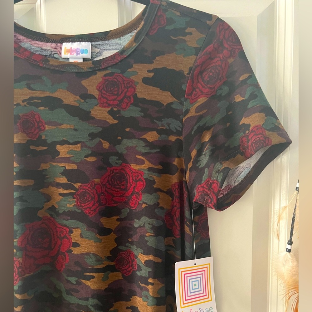 NWT LuLaRoe Carly dress - camo with roses XS